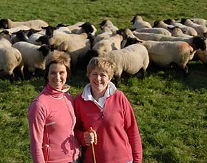 Glenis and Jane Soulsby and their award winning Suffolk flock