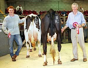 James, left, and Anthony Swires, with their Craven Dairy Auction champion and reserve champion.