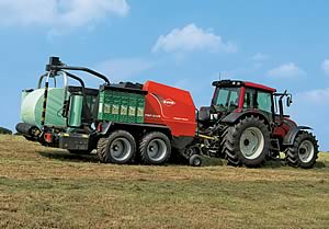 kuhn round baler and wrapper