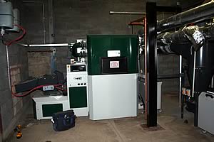 a newly installed biomass boiler