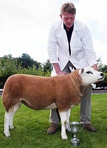 John Mellin and his Skipton Texel shearling ewe reserve supreme champion.