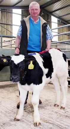 Nigel Mason with his CCM Skipton May rearing calf champion purchase
