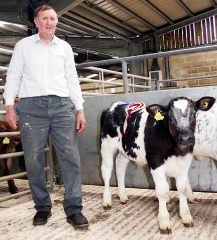 David Smith with his reserve champion and top price CCM Skipton rearing calf