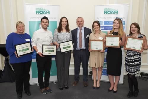 Left to right Joanne Findlay; James Sheehy; Amy Collie, Donal Murphy (Head of Technical and Regulatory Affairs, NOAH); Harriet Keightley; Erin Carmichael and Holly Vezmar