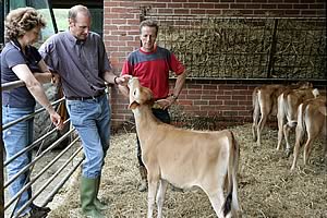 Sally, Ian and herdsman Les Helliwell 