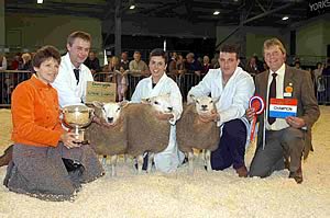 Left to right, Lady Halifax presenting the Sheep Championship award to the-Taylor family, Countryside Live 2004.