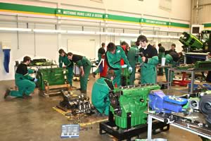 Apprentices undergoing training in the John Deere workshops at Langar.  