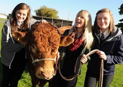 Students Ellie Lascelles, Laura Mansfield and Holly Simpson from Nidderdale High School, at the Yorkshire Agricultural Society’s 2012 Countryside Careers event 