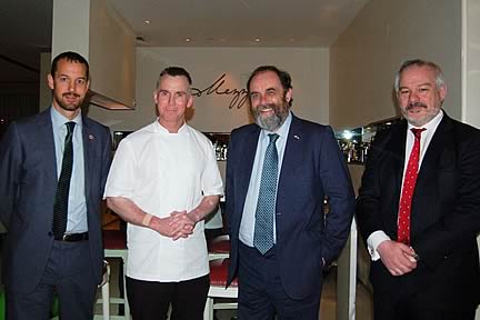 Edward Hobart, HM Consul General, British Embassy, Dubai, celebrity chef Gary Rhodes, Food & Farming Minister David Heath MP and Jean-Pierre Garnier, EBLEX Export Manager