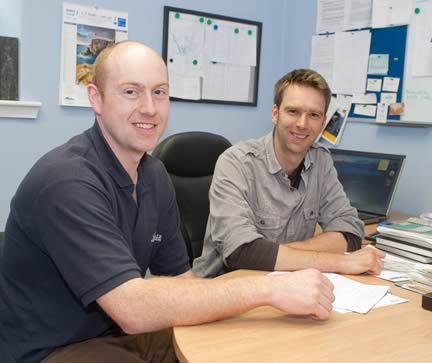 Vet Alistair Padkin, left, of Solway Vets’ member practice Nithsdale Vets, and Colin Forsyth regularly review the sheep health plan.