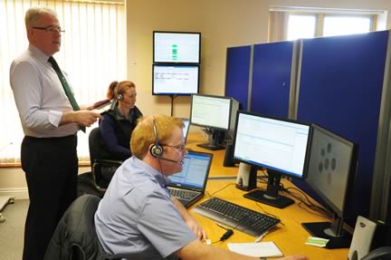 Jim Greene, MD of Richard Keenan & Co. Ltd in the Keenan InTouch Centre, with nutritionists Cathal Bohane & Eva Griffin
