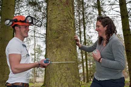 Susie Grainger, Head of Forestry at Newton Rigg College with student Cameron Hedley
