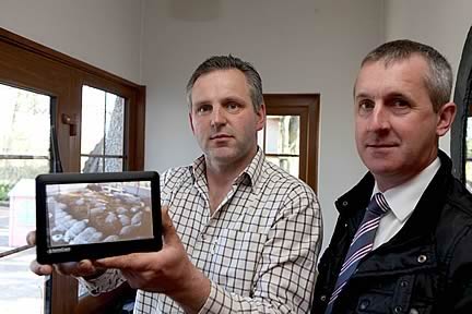 Thomas Smyth, left, and Paul Redmond, Agrihealth, keep an eye on ewes using farmCam – the time, life and energy saver!