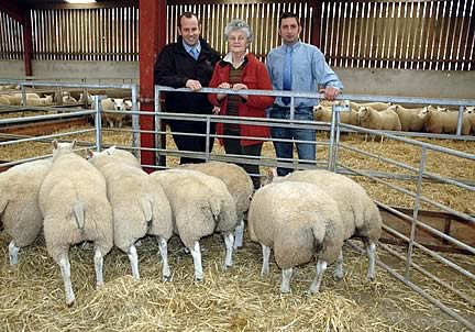 Dunbia’s Glynne Jones, Beltex Sheep Society’s chairman, Maimie Paterson and launch host farmer, Ian Knight at the launch in 2011