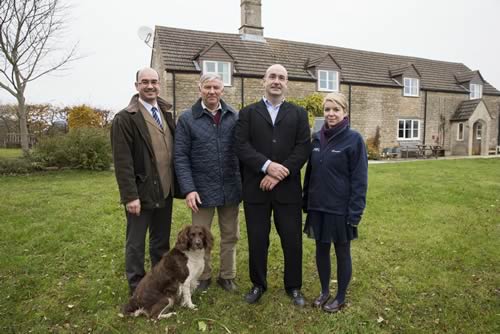Left to right: Cllr Andre Gonzales de Savage, Northamptonshire County Council; Avonline Broadband managing director Mark Wynn, farmer Bruce Wilkinson, and Sophie Corke, NFU.