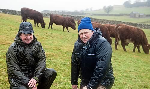 David Harpley of the Cumbria Wildlife Trust with Farms Manager Jonathan Fisher of Newton Rigg College with the new Luing cattle