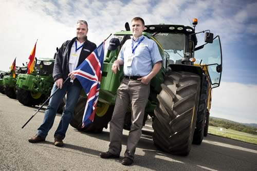 Simon Richardson and John Deere dealer salesman Robin Vevers of Johnston Tractors at Dumfries