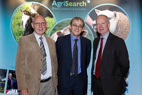 Tom Tynan, centre, member of the cabinet of EU Commissioner Phil Hogan with Prof Fred Gordon, left, and Dr Sinclair Mayne at the AgriSearch Breakfast. Photograph: Columba O'Hare