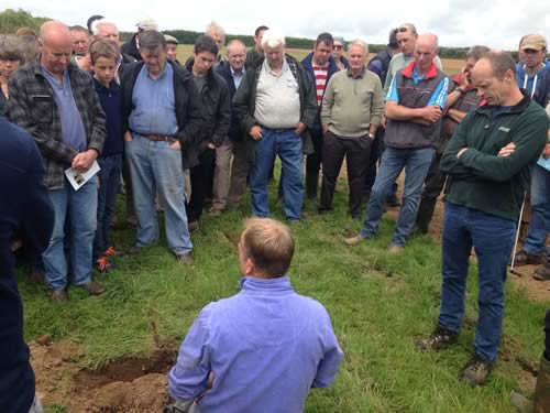 Soil and grassland management consultant Chris Duller goes below ground to show farmers how compaction can impact negatively on grassland productivity.