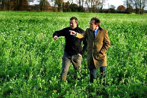 Minister Eustice with Richard Bramley on his farm
